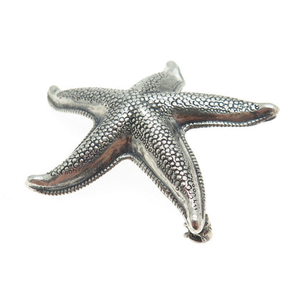 BEAU 925 Sterling Silver Antique Art Deco Starfish Oxidized Pin Brooch