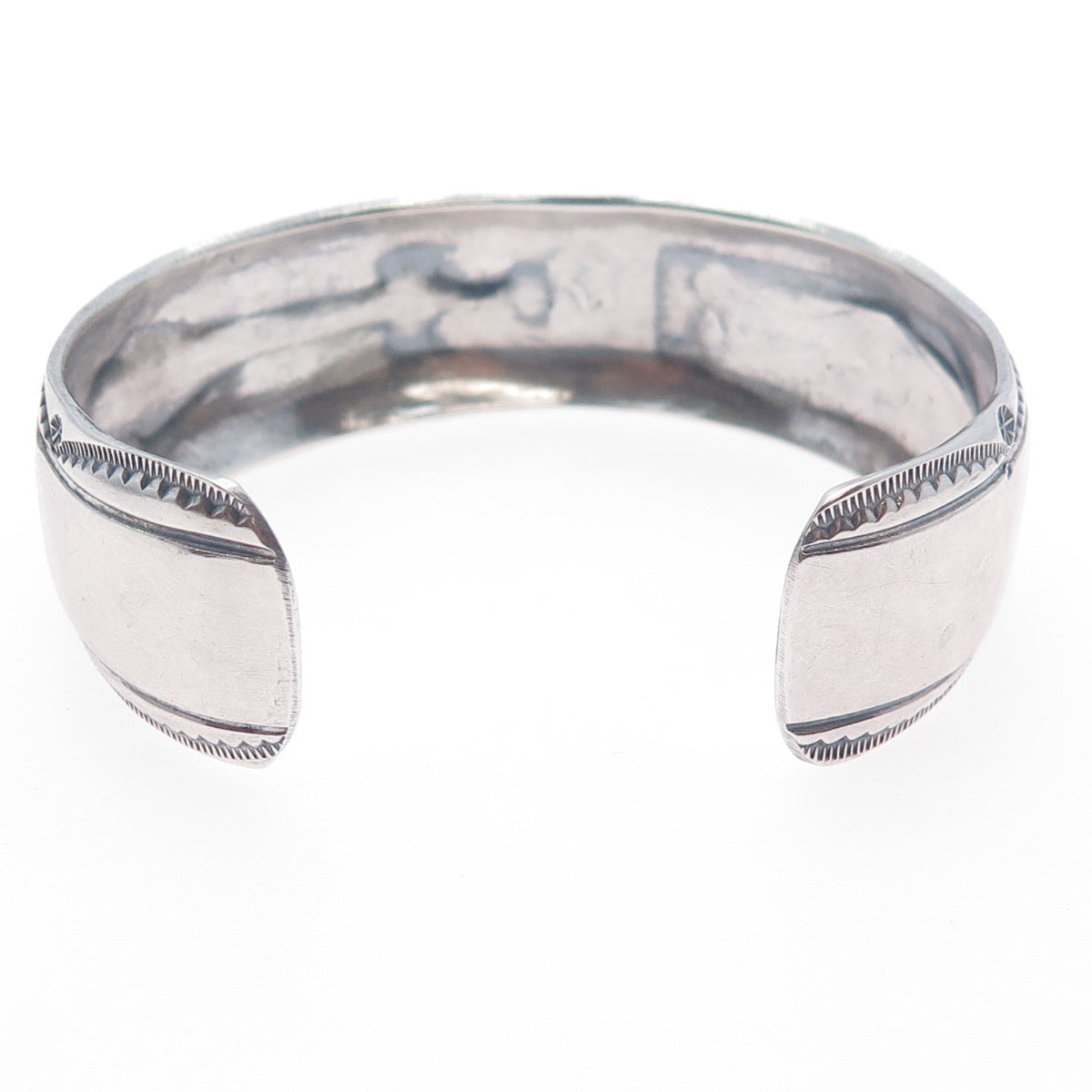 JIMMIE NEZZIE Old Pawn Sterling Turquoise Coral Inlay Adjustable Bracelet 6.25"