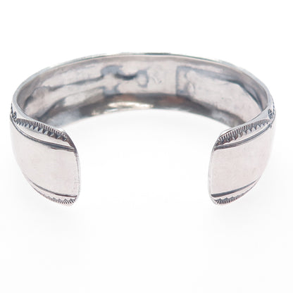 JIMMIE NEZZIE Old Pawn Sterling Turquoise Coral Inlay Adjustable Bracelet 6.25"