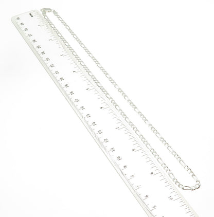 925 Sterling Silver Italy Figaro Chain Necklace 20"