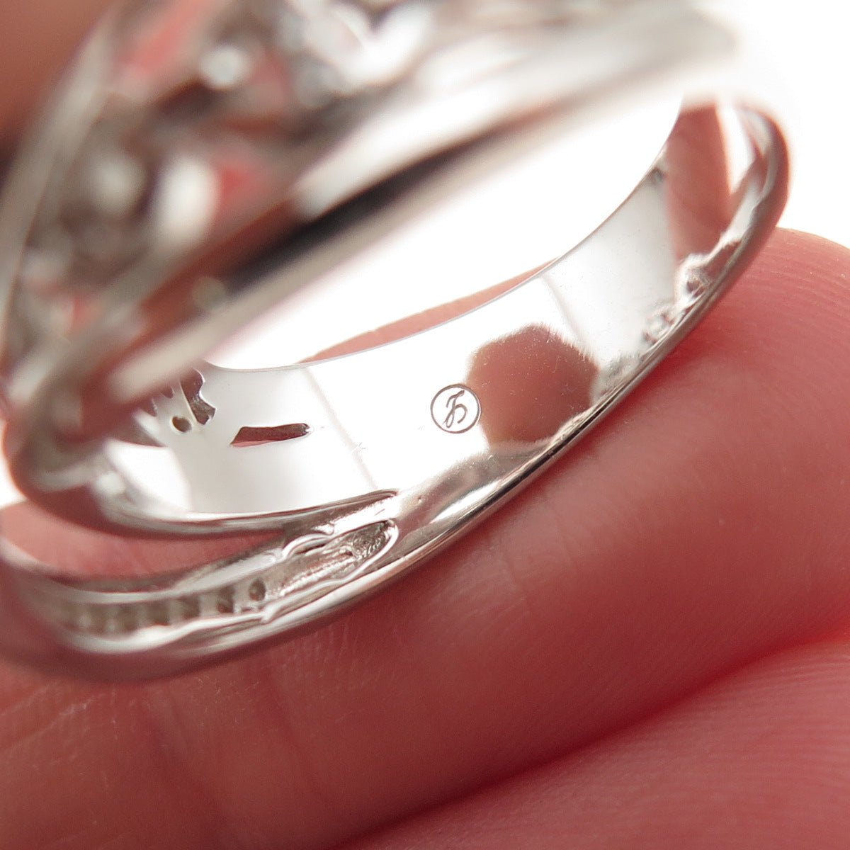 925 Sterling Silver Round-Cut C Z Multi-Chain Crisscross Ring Size 9.25