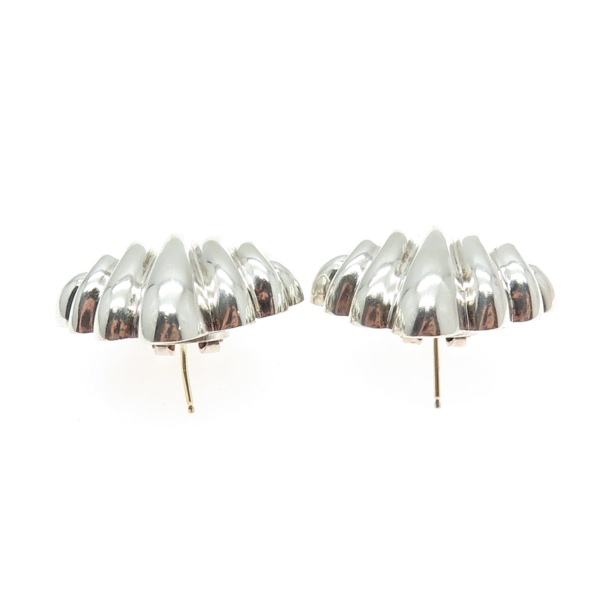 KRYPELL 925 Sterling Silver Vintage Modernist Omega Back Earrings