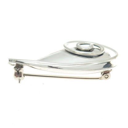 925 Sterling Silver Vintage Modernist Floral Leaf Pin Brooch