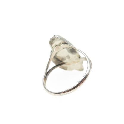 Old Pawn 925 Sterling Silver Vintage Southwestern MOP Feather Ring Size 4.5