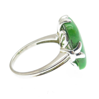 925 Sterling Silver Real Green Turquoise Gemstone Ring Size 11.25