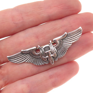 925 Sterling Silver Antique WWII US Army Air Force Aerial Gunner Pin Brooch
