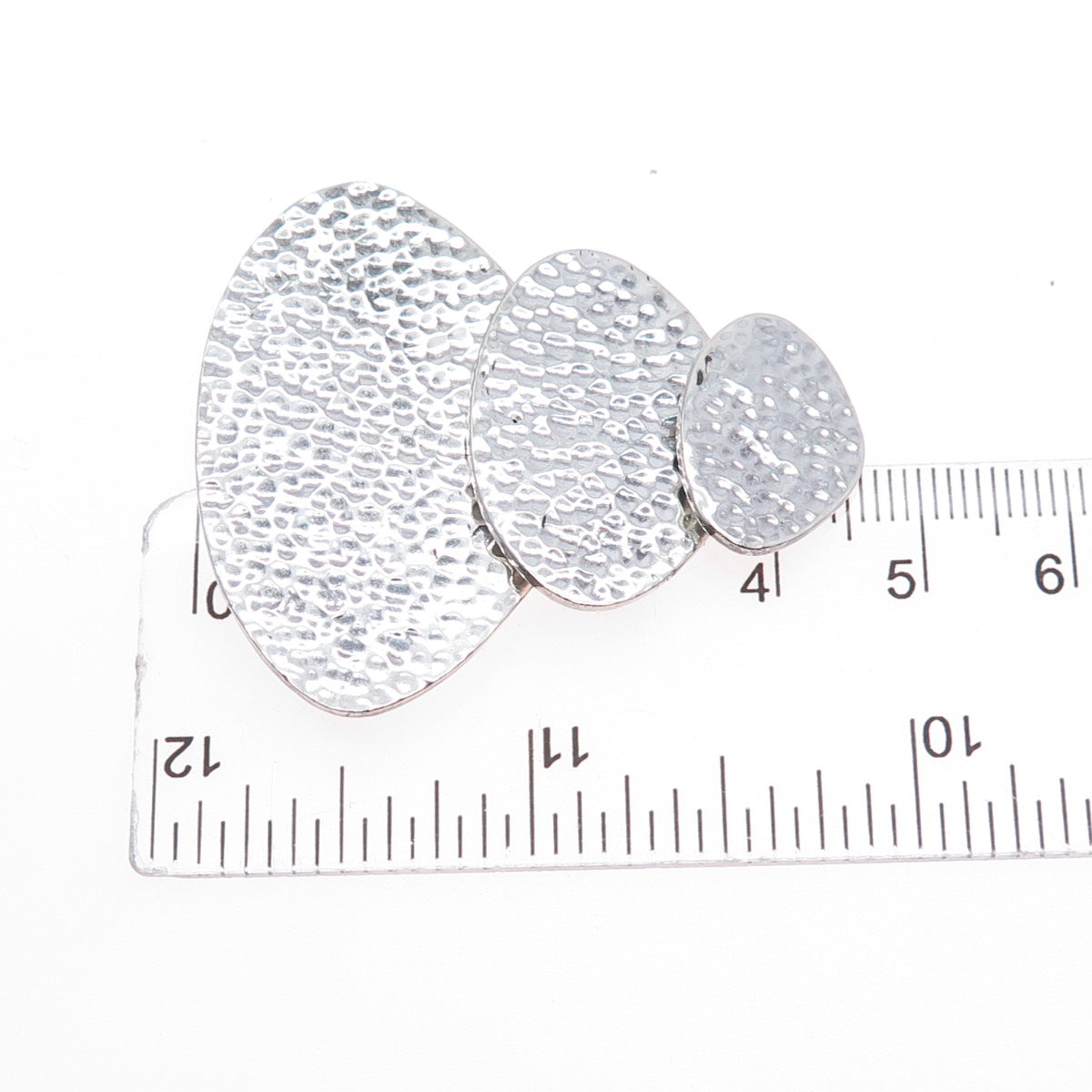 925 Sterling Silver Vintage Modernist Hammered Slide Pendant