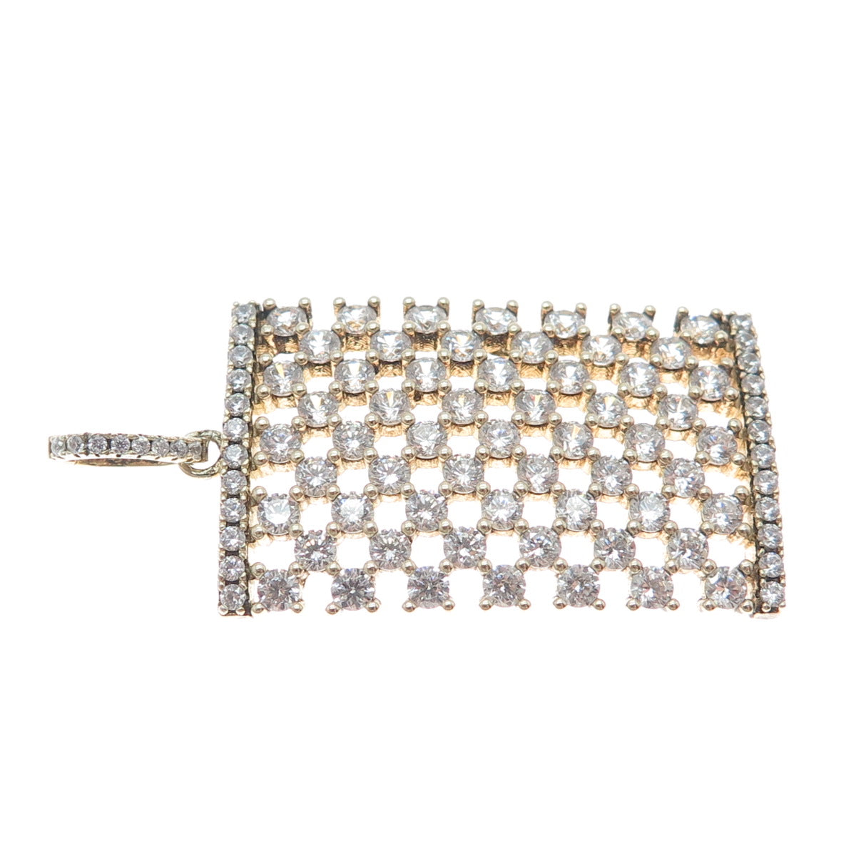 DESIGNS BY YAGI 925 Sterling Gold Plated Round-Cut Shaped C Z Sparkle Pendant