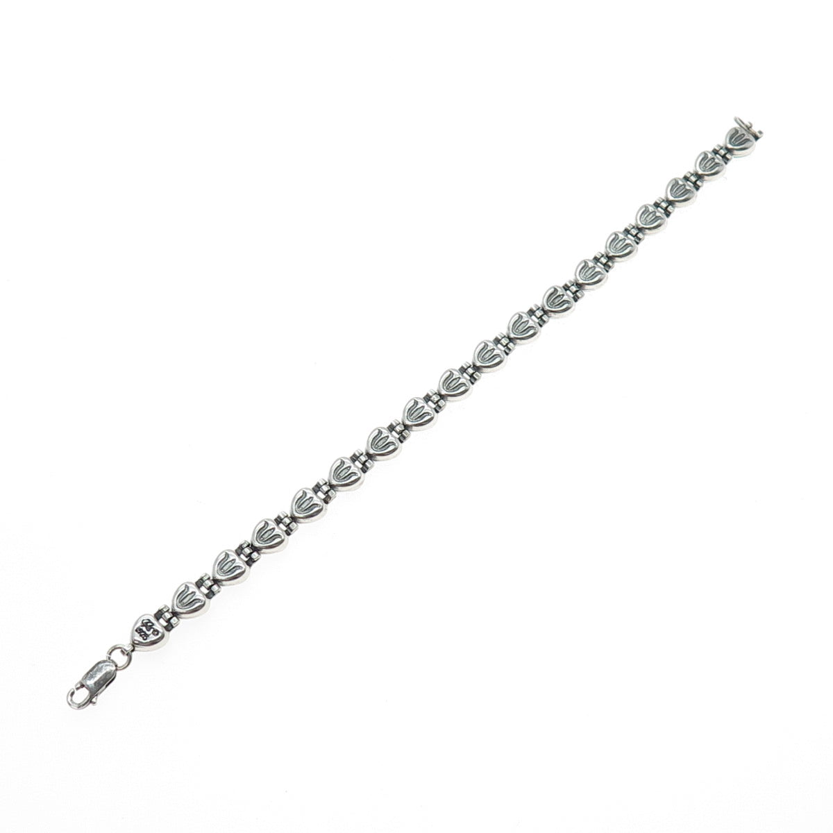 CAROLYN POLLACK 925 Sterling Vintage Real Turquoise Inlay Heart Bracelet 7.25"