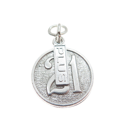 WELLS 925 Sterling Silver Vintage Lucky Number "21" Charm Pendant