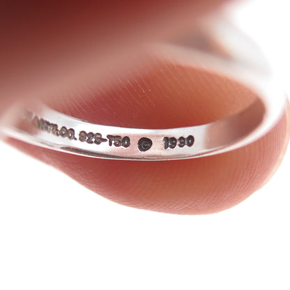 TIFFANY & CO. 18K Gold 925 Sterling Silver Vintage 1990 Heart Bow Ring Size 6