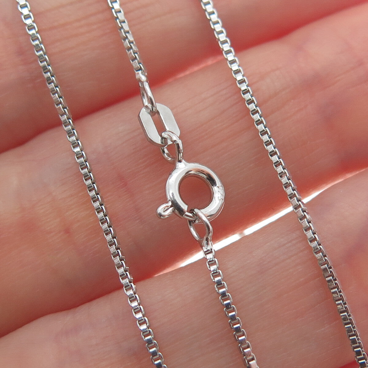 925 Sterling Silver Italy Box Chain Necklace 20"