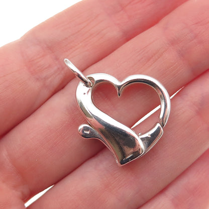 925 Sterling Silver Vintage Bracelet / Necklace Heart Lobster Lock Clasp