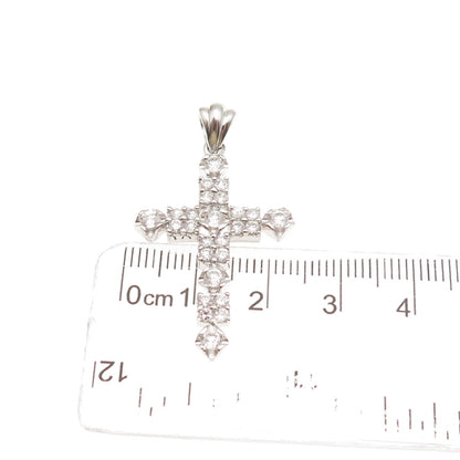 925 Sterling Silver Round-Cut C Z Cross Charm Pendant