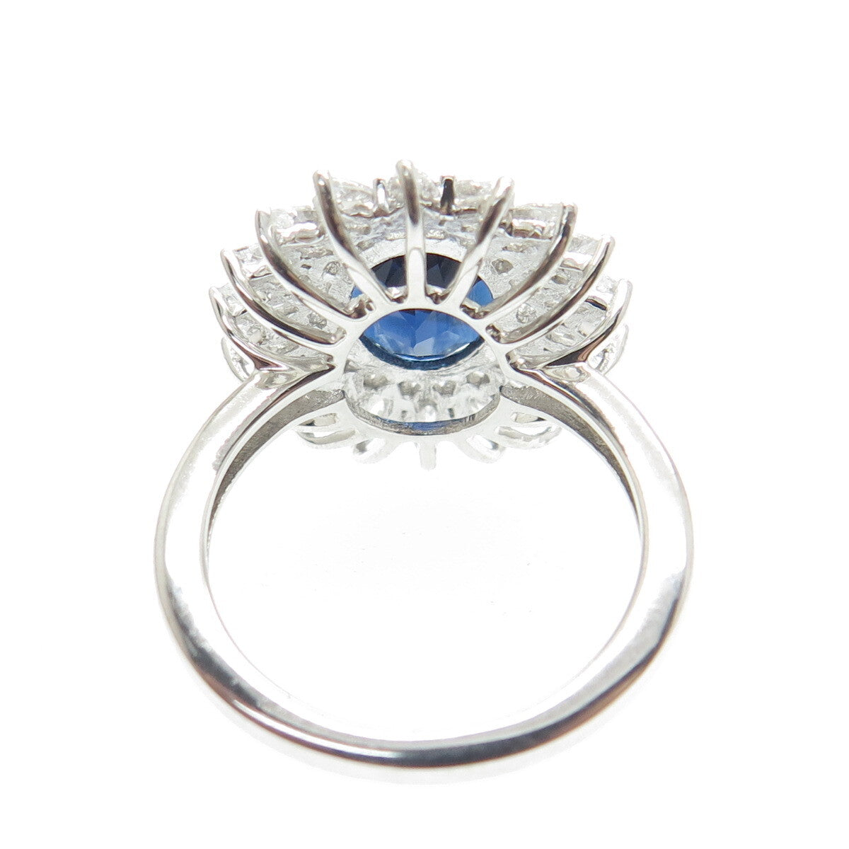 DSMK 925 Sterling Silver Nano Sapphire & C Z Ring Size 6