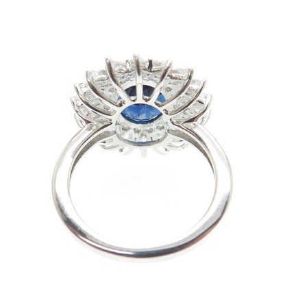 DSMK 925 Sterling Silver Nano Sapphire & C Z Ring Size 6