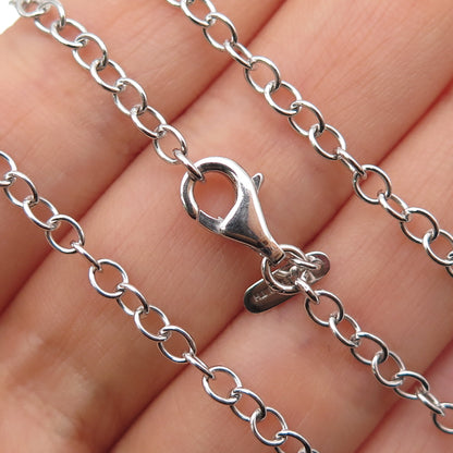 925 Sterling Silver Petal Station Cable Chain Necklace 28"
