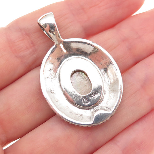 Carolyn Pollack 925 Sterling Silver Vintage Real MOP Floral Oxidized Pendant
