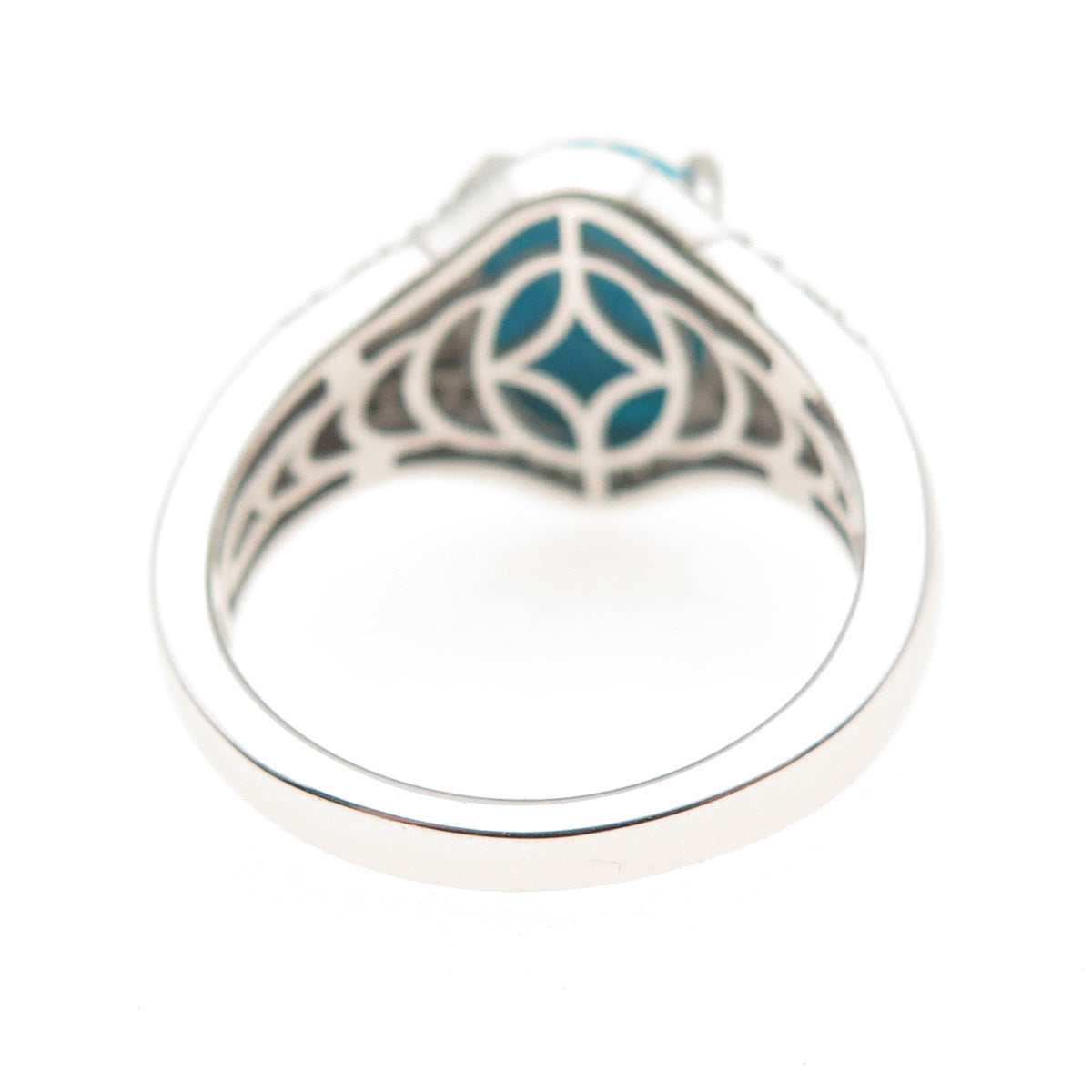 D'Joy 925 Sterling Silver Real Cognac & White Diamond Turquoise Ring Size 7.75