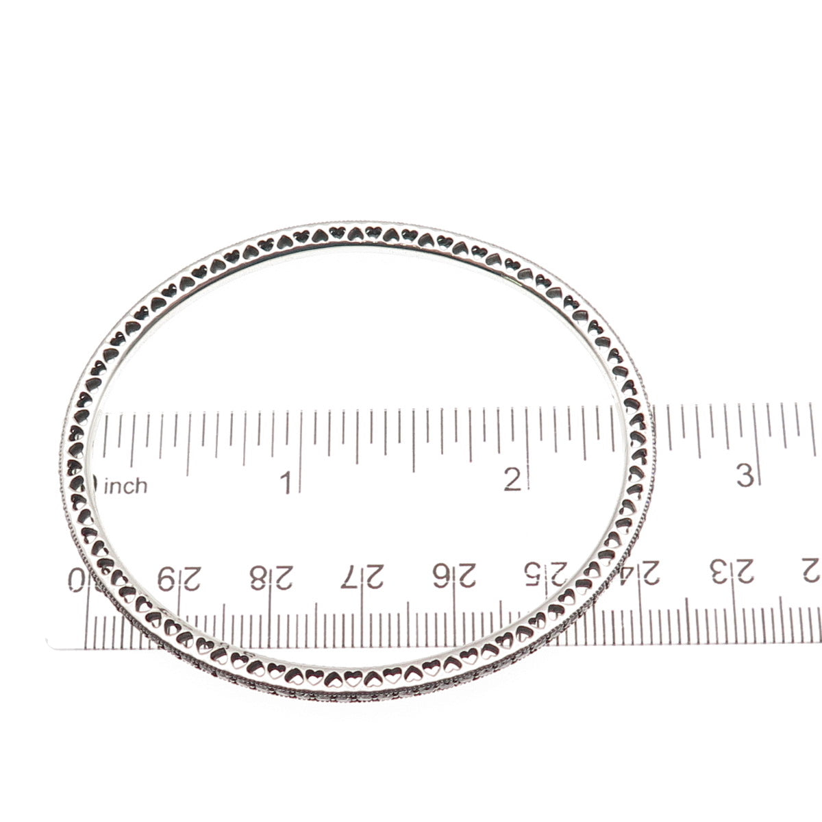 Pandora 925 Sterling Silver Round-Cut C Z Bangle Bracelet 6.5"