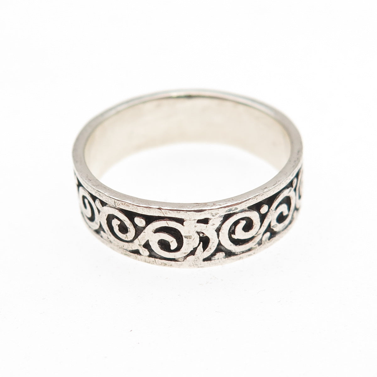 925 Sterling Silver Vintage Swirl Oxidized Band Ring Size 7