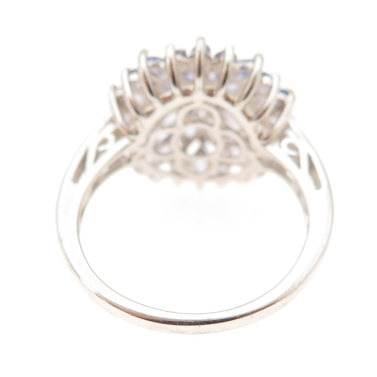 Chuck Clemency 925 Sterling Silver Real Tanzanite Floral Ring Size 8.25