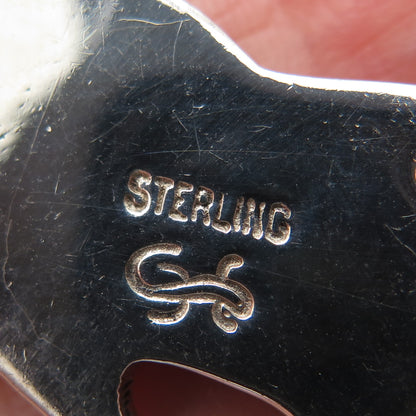 CALVIN PETERSON NAVAJO Old Pawn 925 Sterling Vintage Opal & Onyx Dolphin Pendant