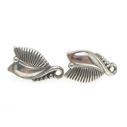 DANECRAFT Sterling Silver Antique Art Deco Floral Repousse Screw Back Earrings