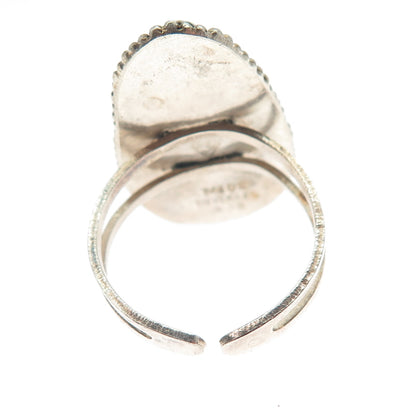 935 Silver Vintage Israel Real Eilat Adjustable Ring Size 9.5 (missing 1 bead)
