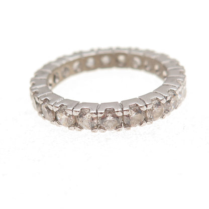 925 Sterling Silver Round-Cut C Z All Around Eternity Band Ring Size 7