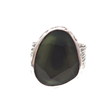 Silpada 925 Sterling Silver Vintage Olive Green Glass Oxidized Ring Size 8.25