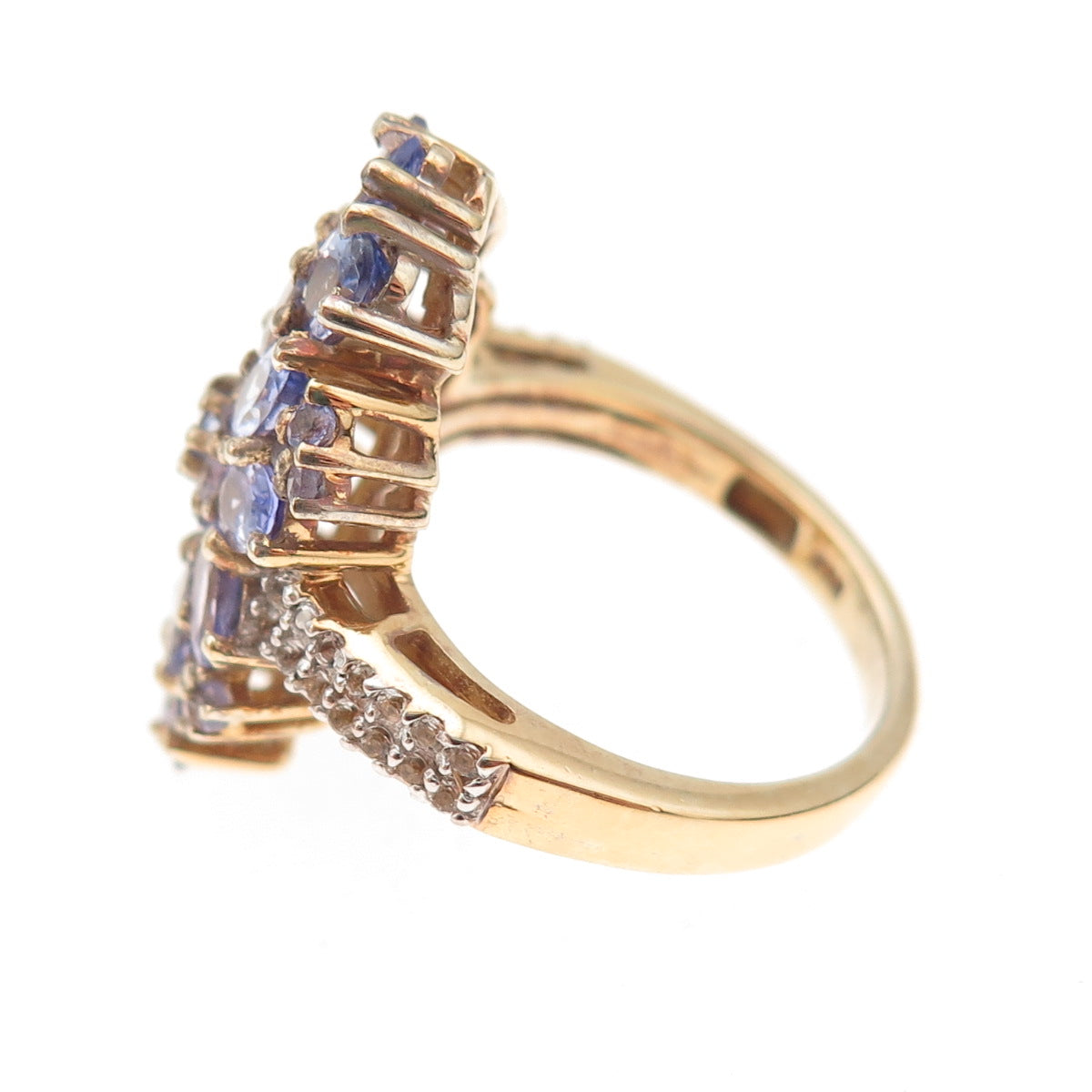 Chuck Clemency 925 Sterling Silver Gold Plated Real Tanzanite Topaz Ring Size 8