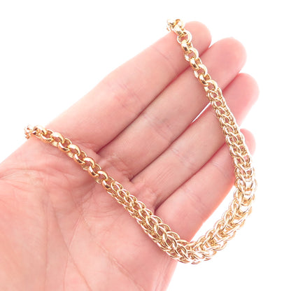 ITAOR 925 Sterling Silver Gold Plated Italy Spiga & Rolo Chain Necklace 16"