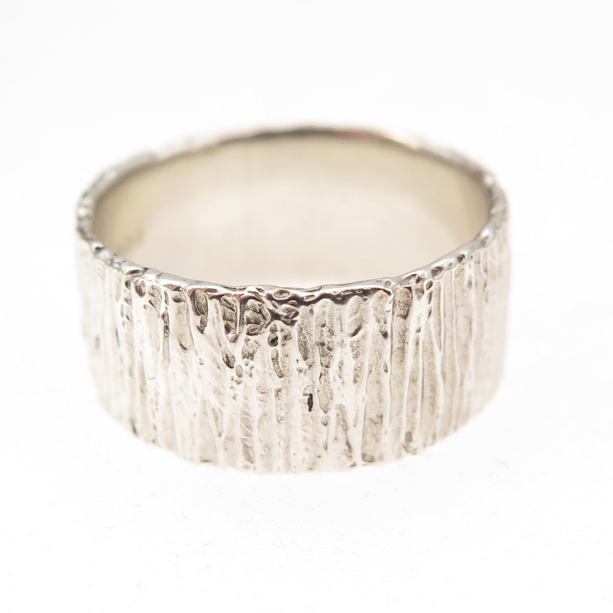 925 Sterling Silver Vintage JEM TES London Textured Oxidized Band Ring Size 6.75
