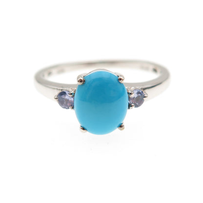 Chuck Clemency 925 Sterling Silver Real Turquoise & Tanzanite Ring Size 8