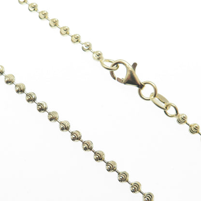 925 Sterling Gold Plated BSI Italy Diamond-Cut Ball Beaded Chain Necklace 24"