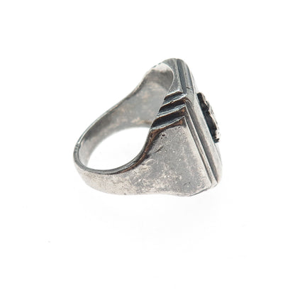 BATES & KLINKE 925 Sterling Silver Antique Black Onyx Boy Scouts Ring Size 9.25