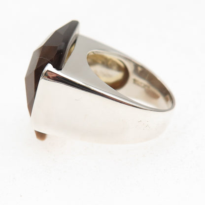 Lydia 925 Sterling Silver Vintage Real Tiger Eye Modernist Ring Size 7.25