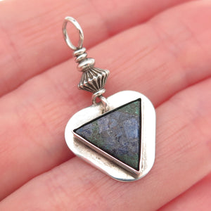 Old Pawn 925 Sterling Silver Vintage Southwestern Azurite Triangle Charm Pendant