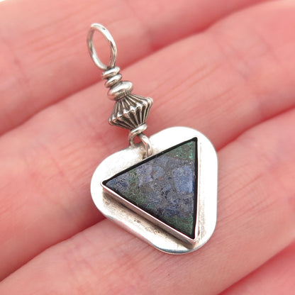 Old Pawn 925 Sterling Silver Vintage Southwestern Azurite Triangle Charm Pendant