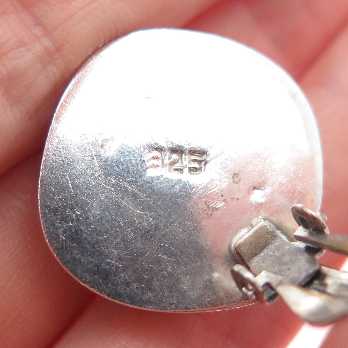 925 Sterling Silver Vintage Modernist Oxidized Clip On Earrings