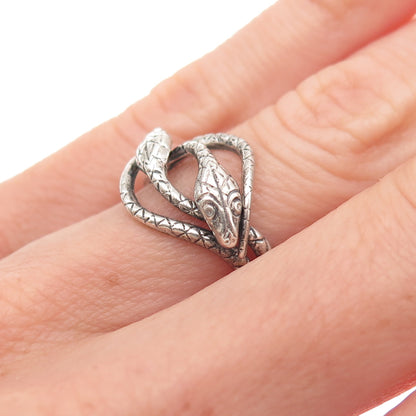 Beau 925 Sterling Silver Vintage Snake Oxidized Ring Size 4.75