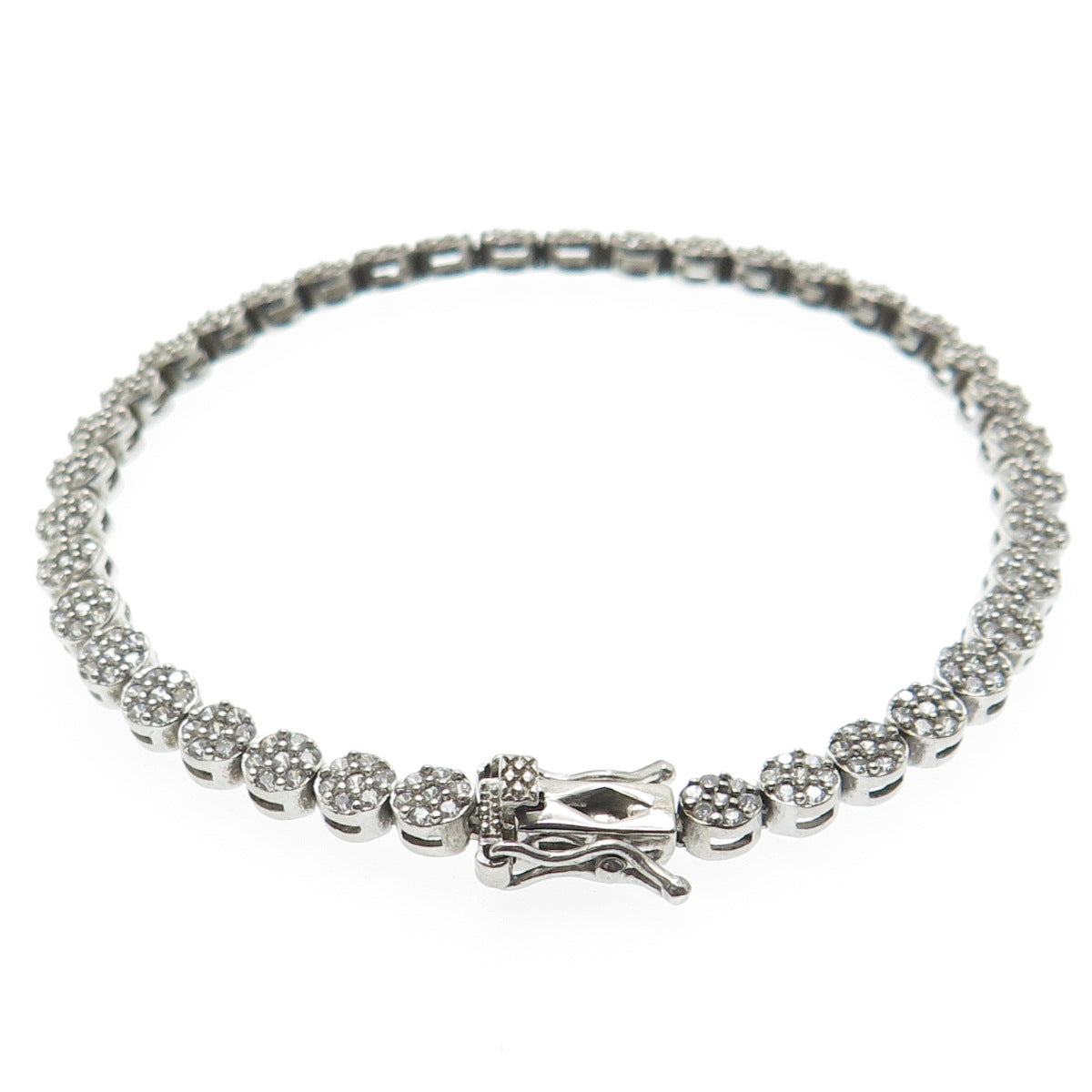 925 Sterling Silver Round-Cut C Z Tennis Link Bracelet 7"