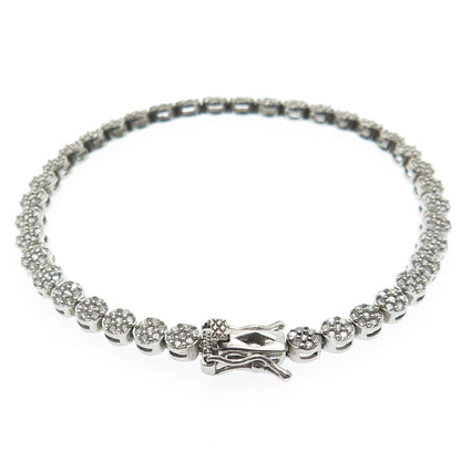 925 Sterling Silver Round-Cut C Z Tennis Link Bracelet 7"