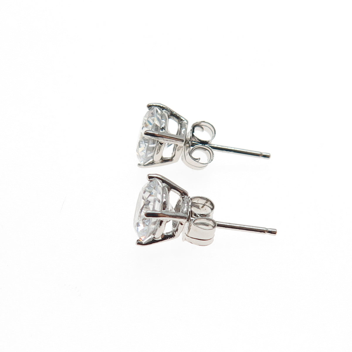 925 Sterling Silver Round-Cut C Z Stud Earrings