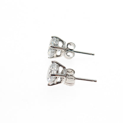 925 Sterling Silver Round-Cut C Z Stud Earrings