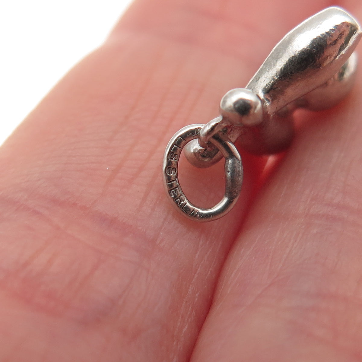 WELLS 925 Sterling Silver Vintage Bowling Pins & Ball Mini Charm Pendant