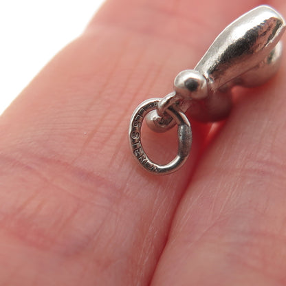 WELLS 925 Sterling Silver Vintage Bowling Pins & Ball Mini Charm Pendant