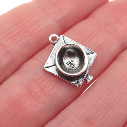 James Avery 925 Sterling Silver Vintage Graduation Hat 3D Mini Charm Pendant