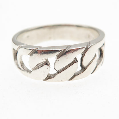 925 Sterling Silver Vintage Cuban Link Ring Size 10.75